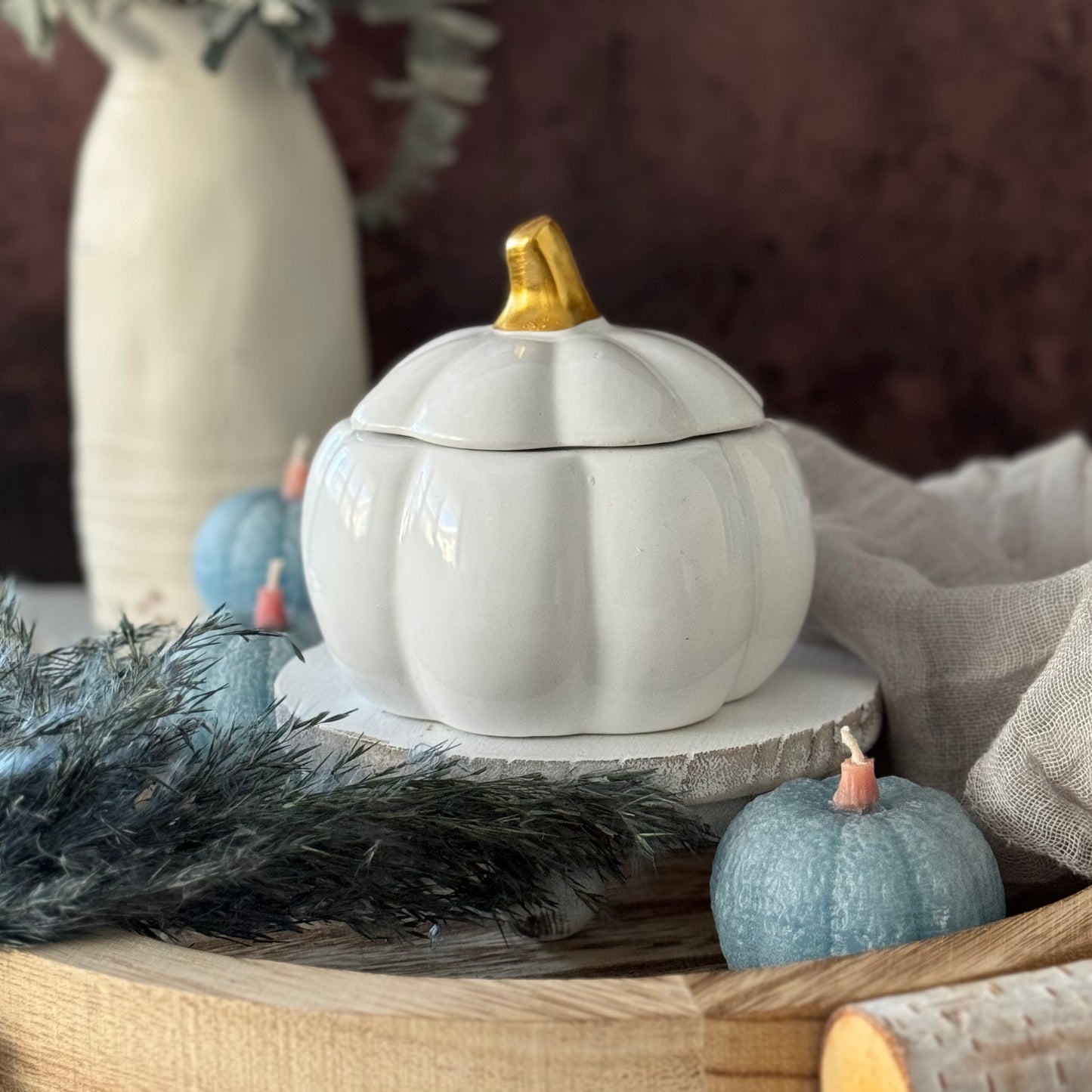 Pumpkin Shaped Candle (White)