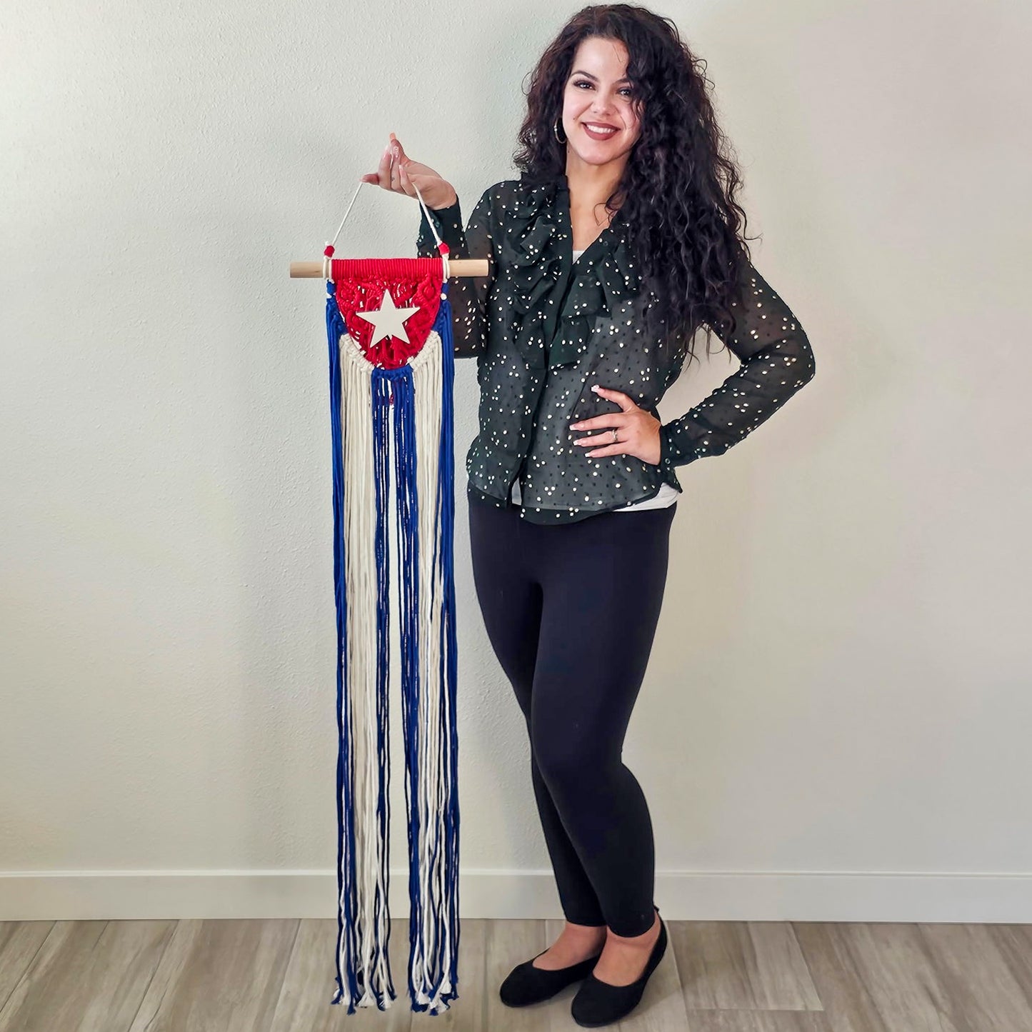 Cuban Flag Handmade Macramé Wall Hanging