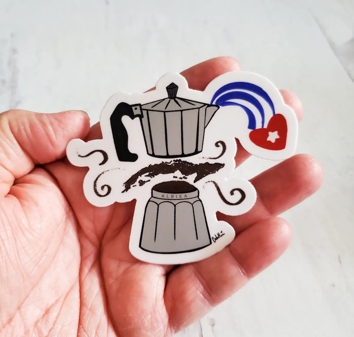 Cuban Flag Cafetera Sticker