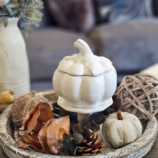 Pumpkin Shaped Candle (White)