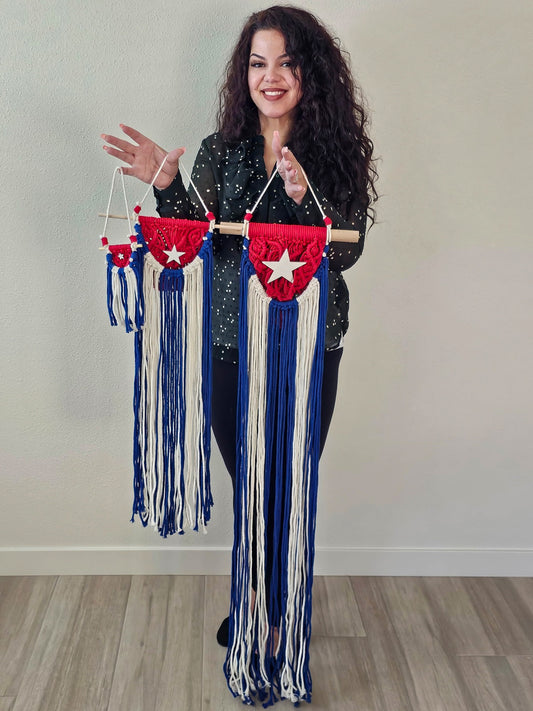 Cuban Flag Handmade Macramé Wall Hanging
