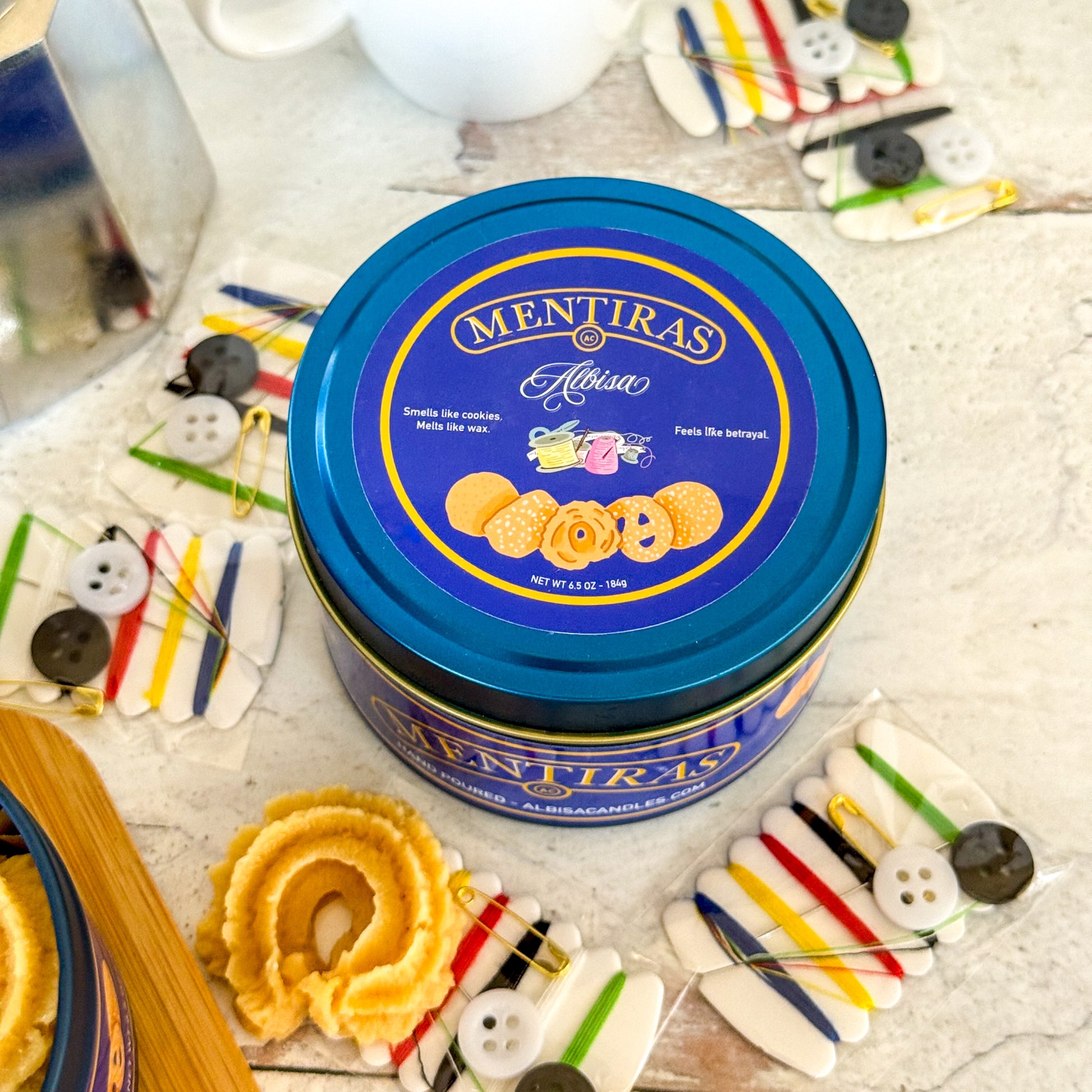 Mentiras Candle Cookie TIn by Albisa Candles