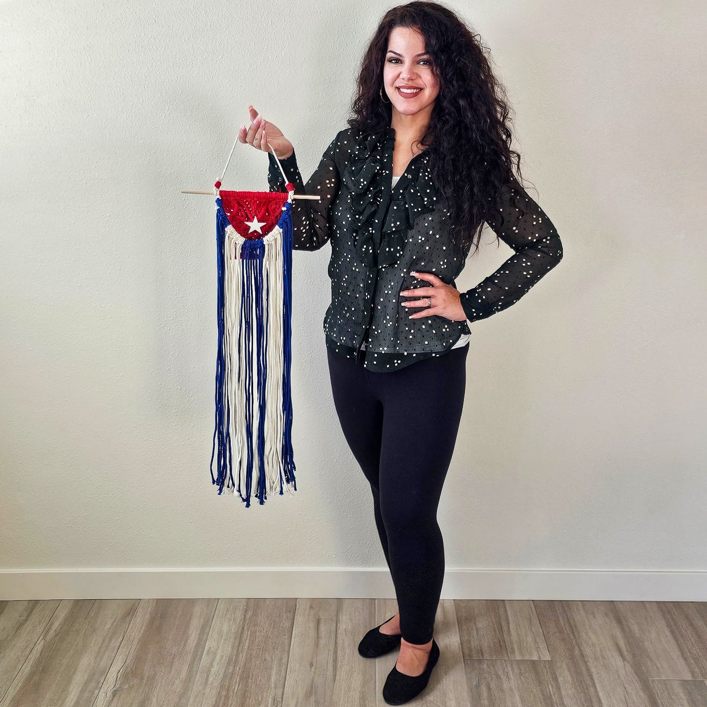 Cuban Flag Handmade Macramé Wall Hanging