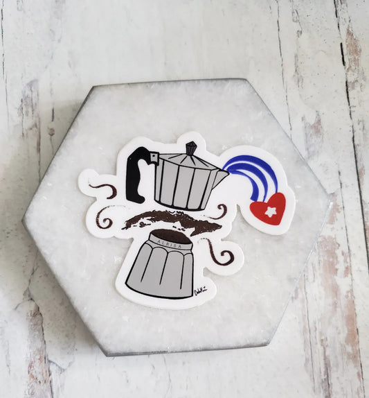 Cuban Flag Cafetera Sticker